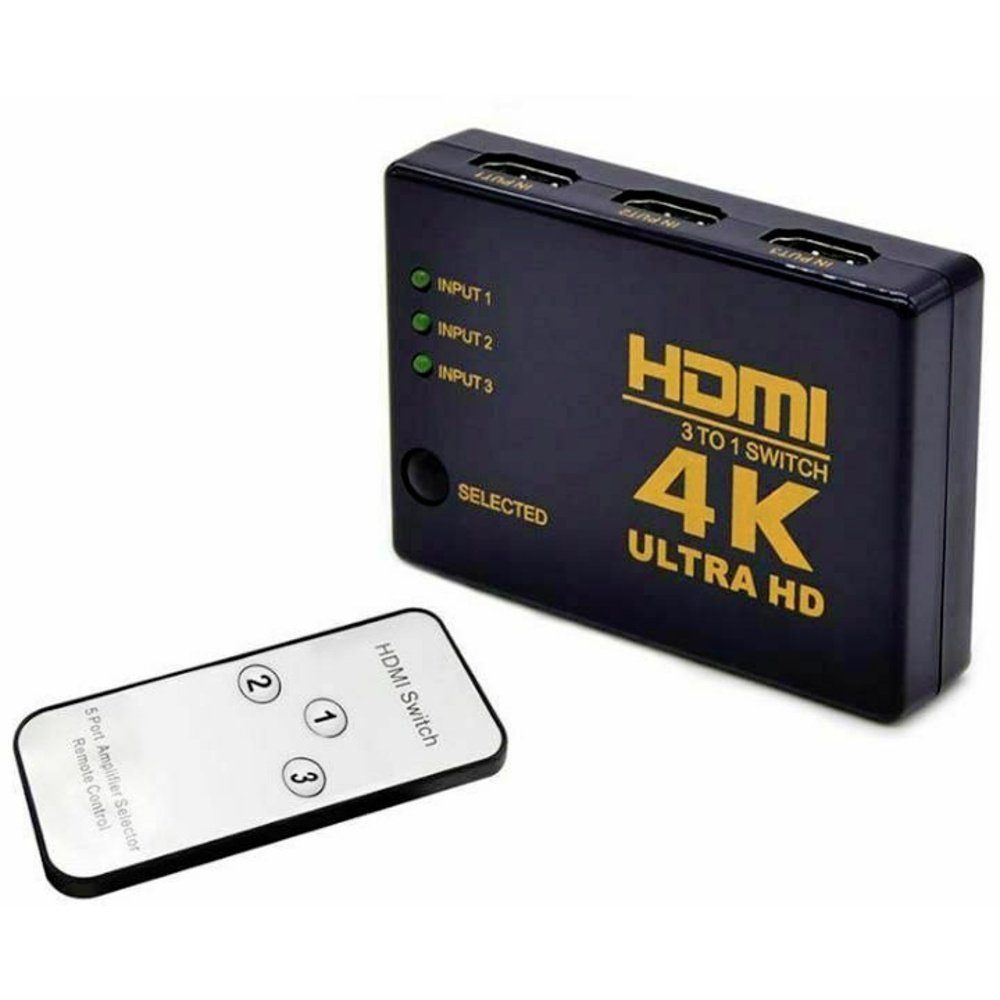 Marmitek 3 Port HDMI-Switch mit Fernbedienung, 3D-Wiedergabe möglich Netzwerk-Adapter