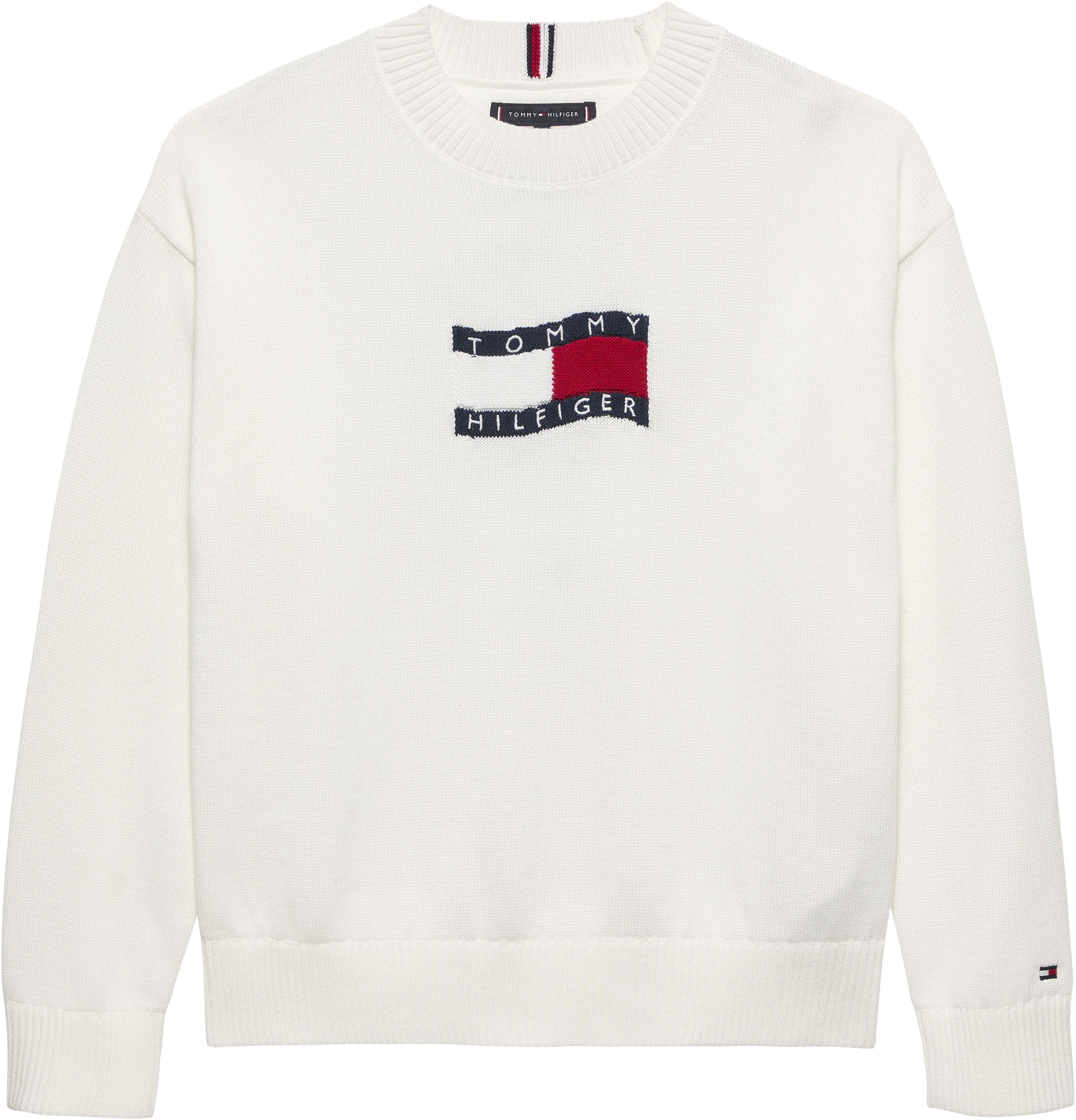 Tommy Hilfiger Strickpullover WAVY FLAG SWEATER LS Kinder bis 16 Jahre, Rundhals