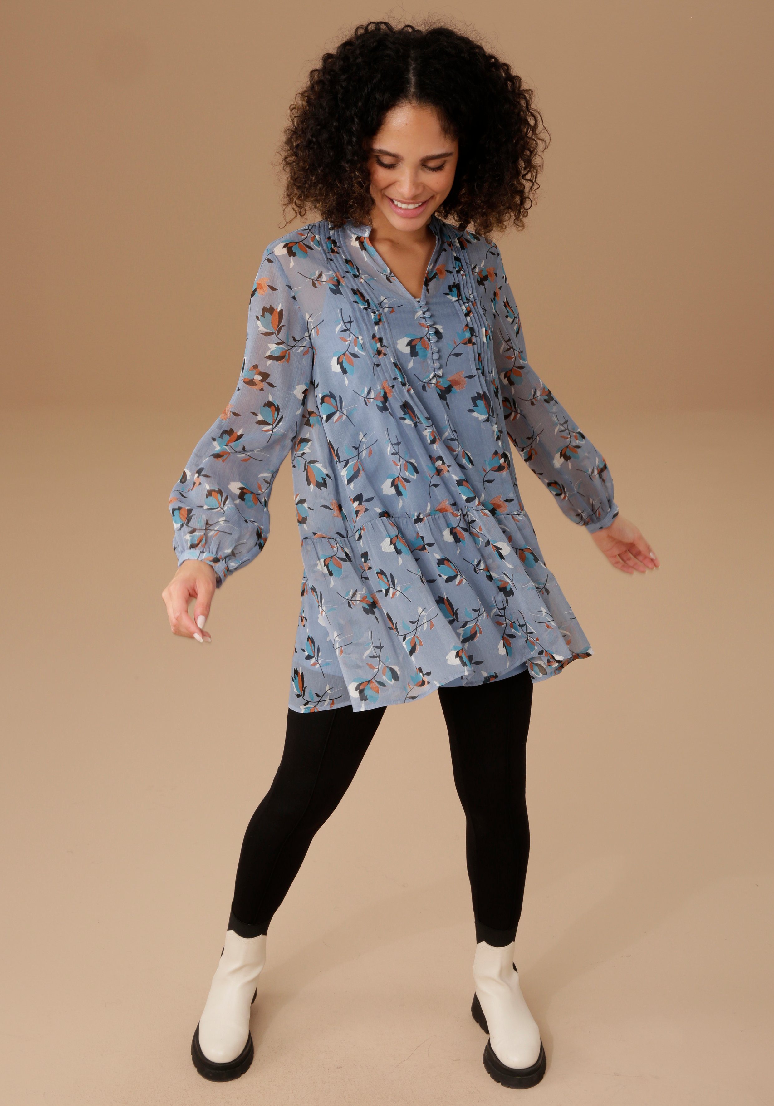 Aniston SELECTED Longbluse mit dekorativer Biesenverzierung – Bild 4 von 5
