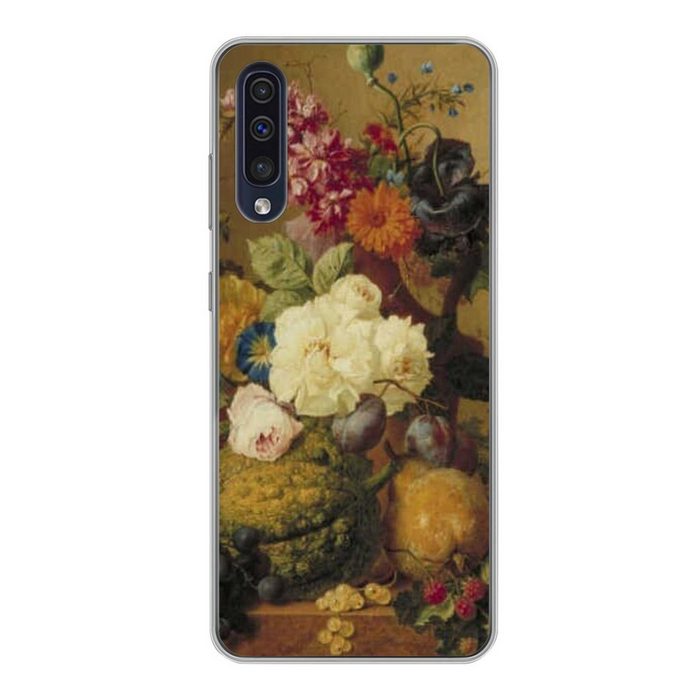 MuchoWow Handyhülle Stilleben mit Obst und Blumen in einer Nische - Gemälde von G.J.J Van Handyhülle Samsung Galaxy A30s Smartphone-Bumper Print Handy AN10729