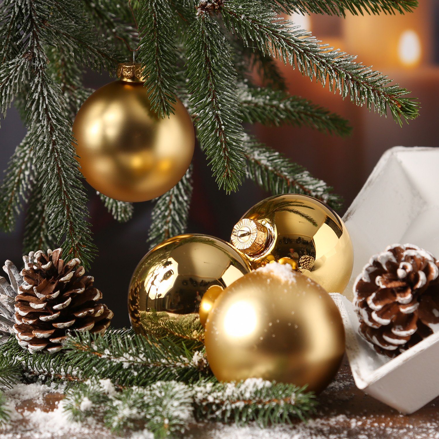 matt (6 Weihnachtsbaumkugel D:8cm Glas glänzend Weihnachtskugel St) Christbaumkugel Baumkugel MARELIDA 6St