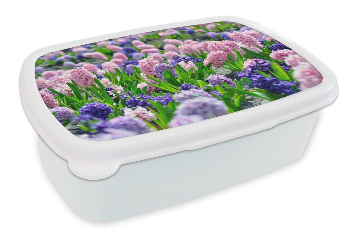 MuchoWow Lunchbox (2-tlg), - Kinder und Hyazinthe für und Erwachsene, für weiß Frühling, Brotdose, Brotbox Mädchen Jungs Farben - Kunststoff,