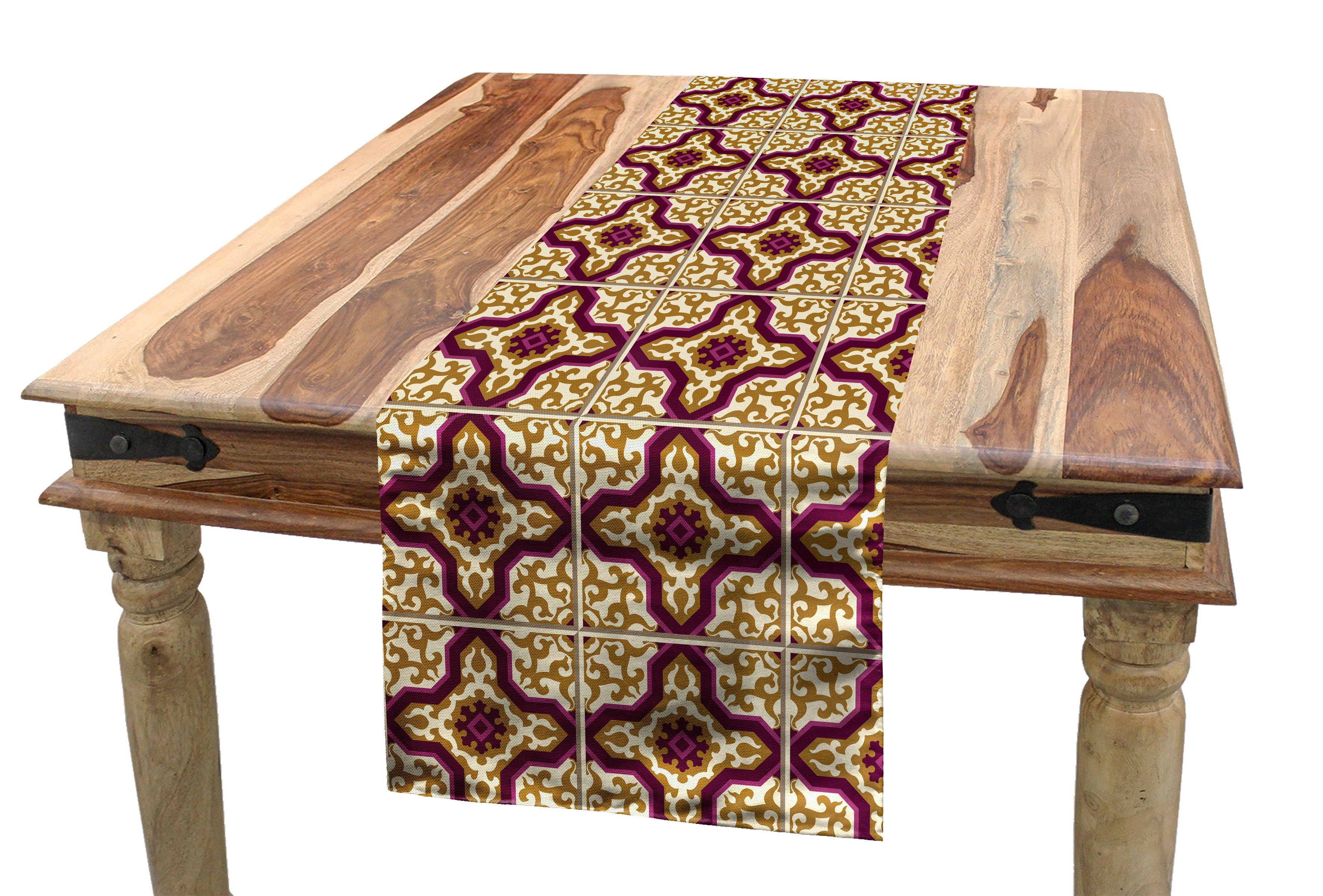 Abakuhaus Tischläufer Esszimmer Küche Rechteckiger Dekorativer Tischläufer, marokkanisch Traditionelle Mosaik-Fliesen