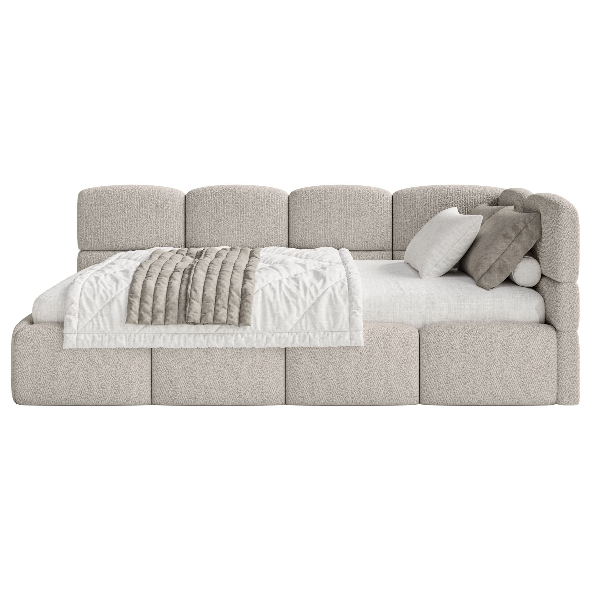 Selsey Jugendbett CLOUDY, mit Bettkasten, Bouclé, 90x200 cm, Kopfteil links günstig online kaufen