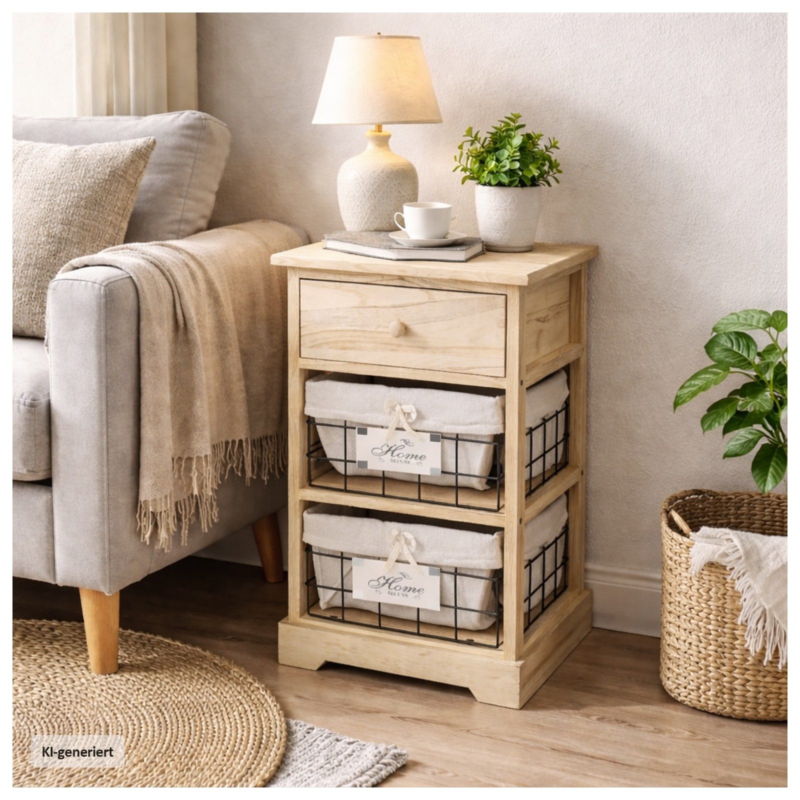 HTI-Living Kommode Kommode Melia mit Schublade und 2 Körben Artisaneiche (Stück, 1 St., 1 Kommode)