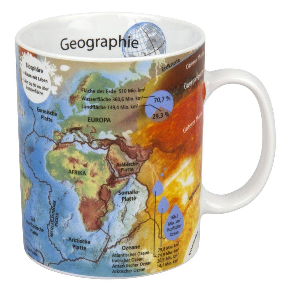 Könitz Becher Wissensbecher Geographie 490 ml, Porzellan