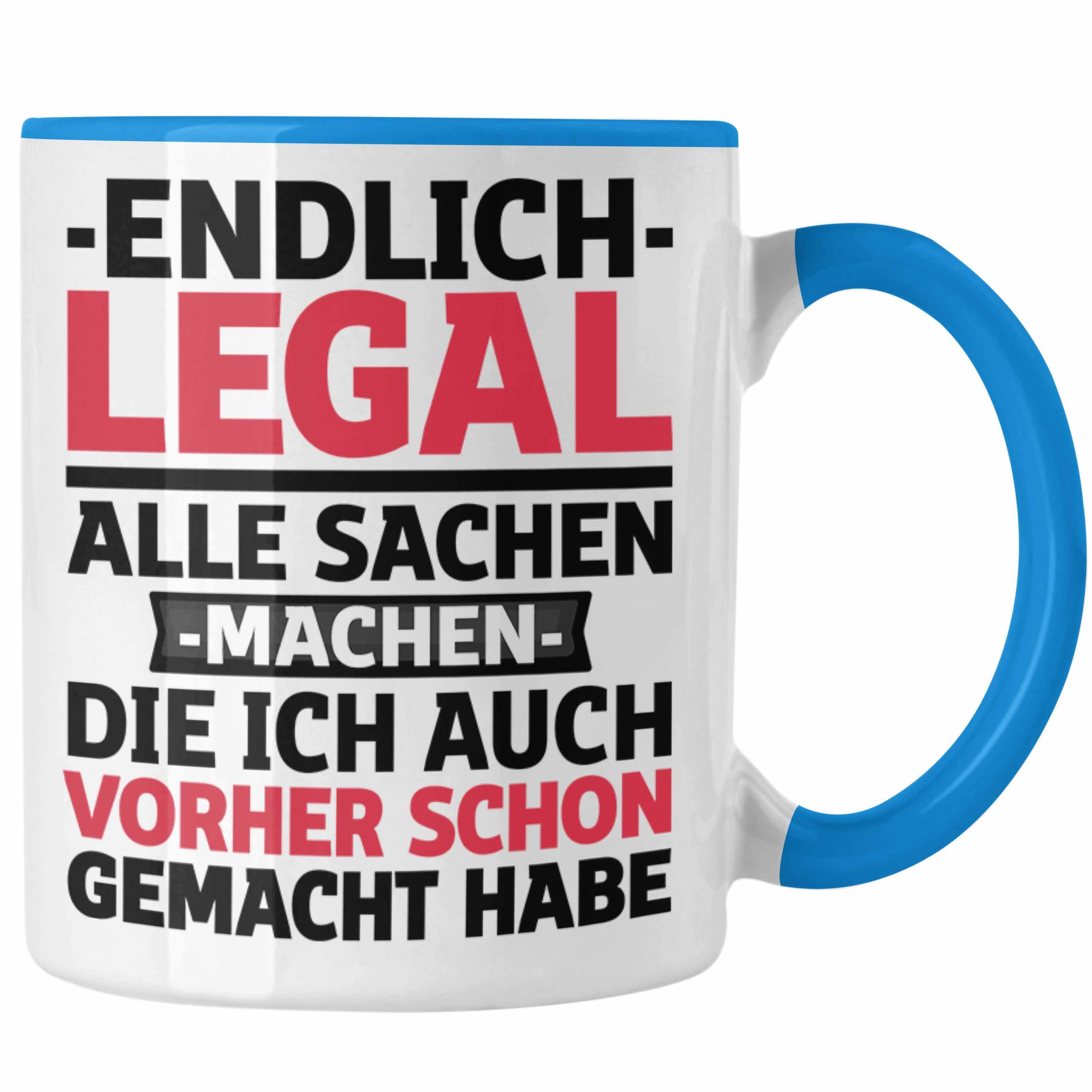 Trendation Tasse 18. Geburtstag Tasse Geschenk Männer Frauen 18er Geschenkidee Lustig S Blau