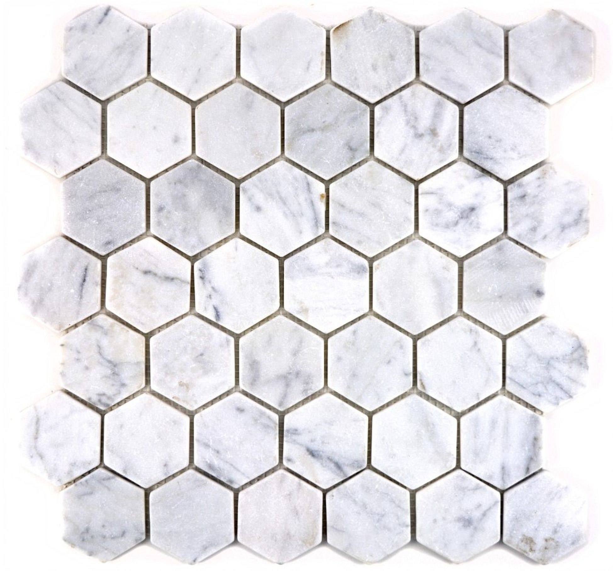 Fliese Mosaikfliesen Naturstein Marmor Carrara Mosaik anthrazit Hexagon Mosani weiß