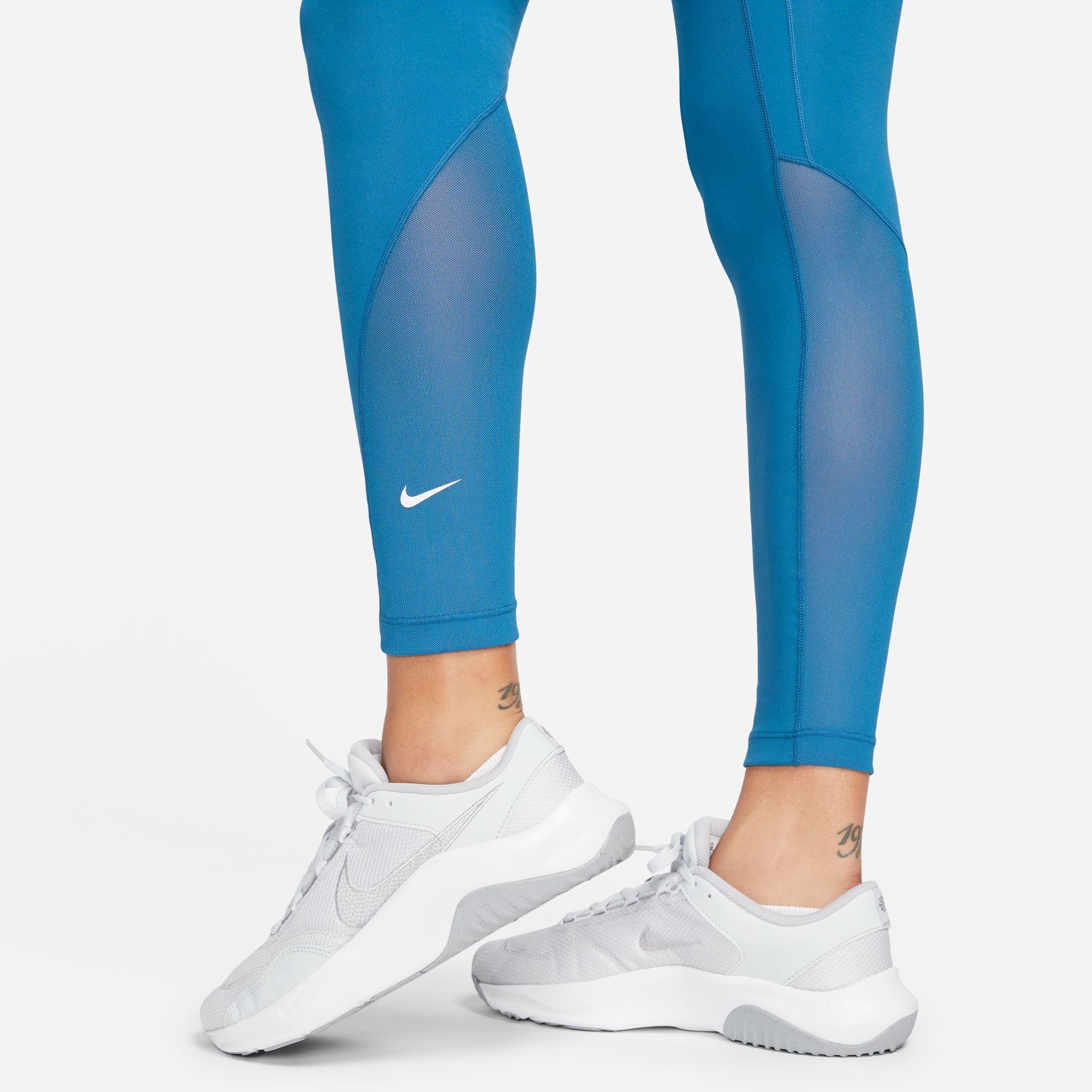 Trainingstights INDUSTRIAL WOMEN'S LEGGINGS Nike ONE / BLUE/WHITE HIGH-WAISTED