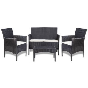 DOTMALL Gartenlounge-Set Wetterfeste Polyrattan,1 Tisch,1 Sofa und 2 Stühle, mit Kissen