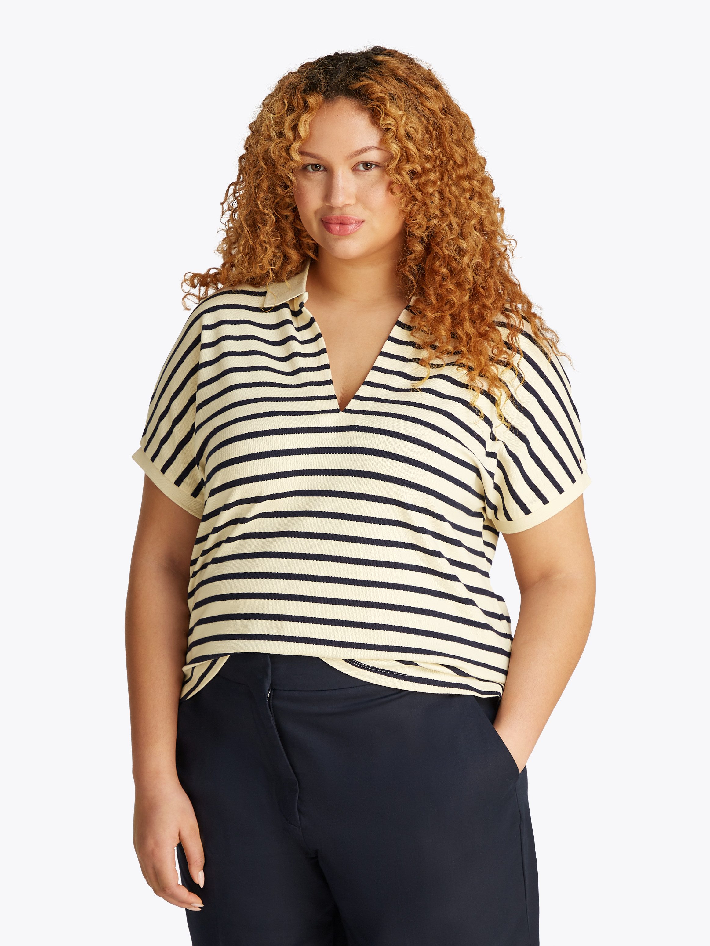 Tommy Hilfiger Curve Poloshirt CRV LYOCELL OPEN-NK POLO SS in Großen Größen günstig online kaufen