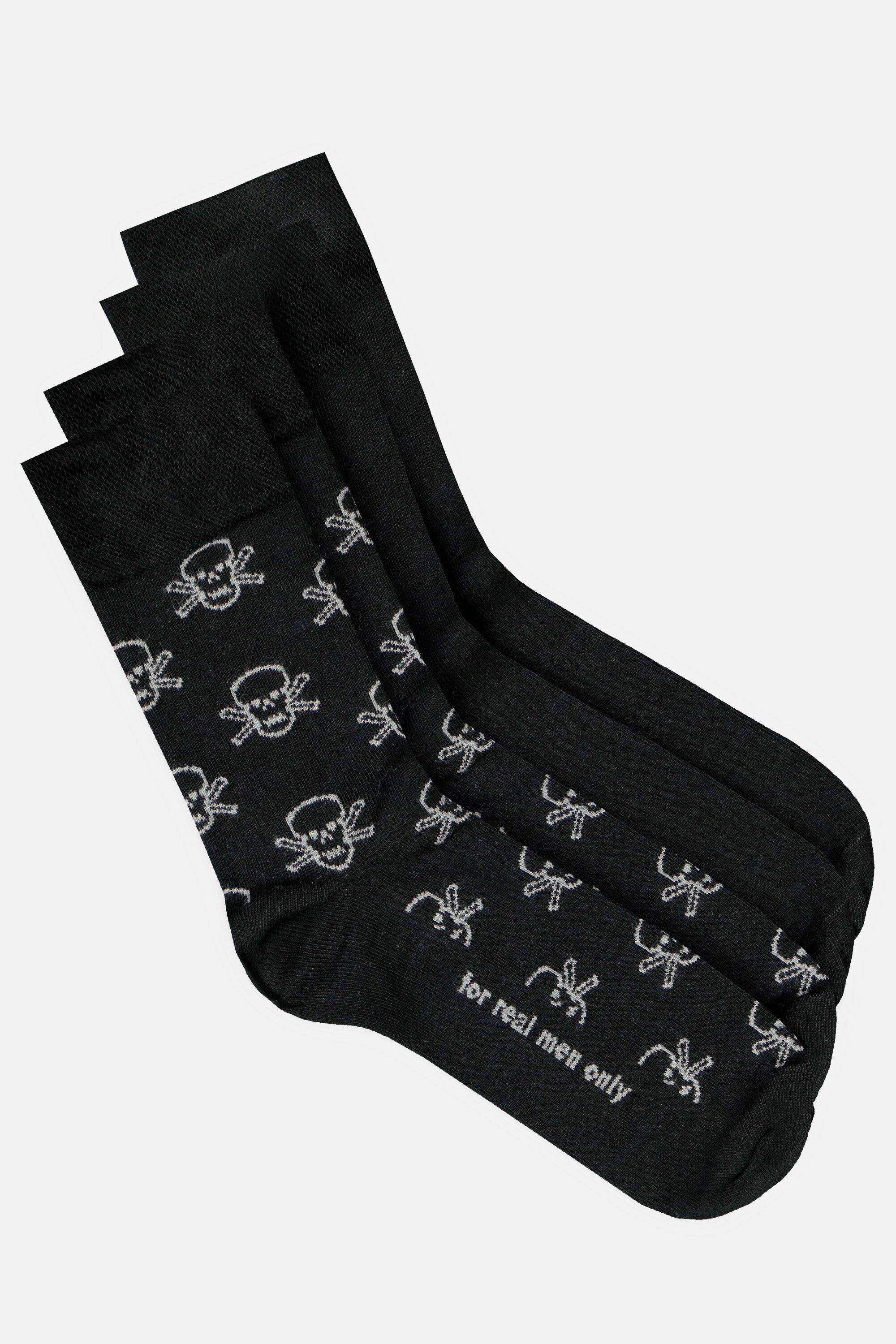 2er Socken JP1880 Komfortbündchen schwarz Pack Basicsocken JP1880 Totenkopf