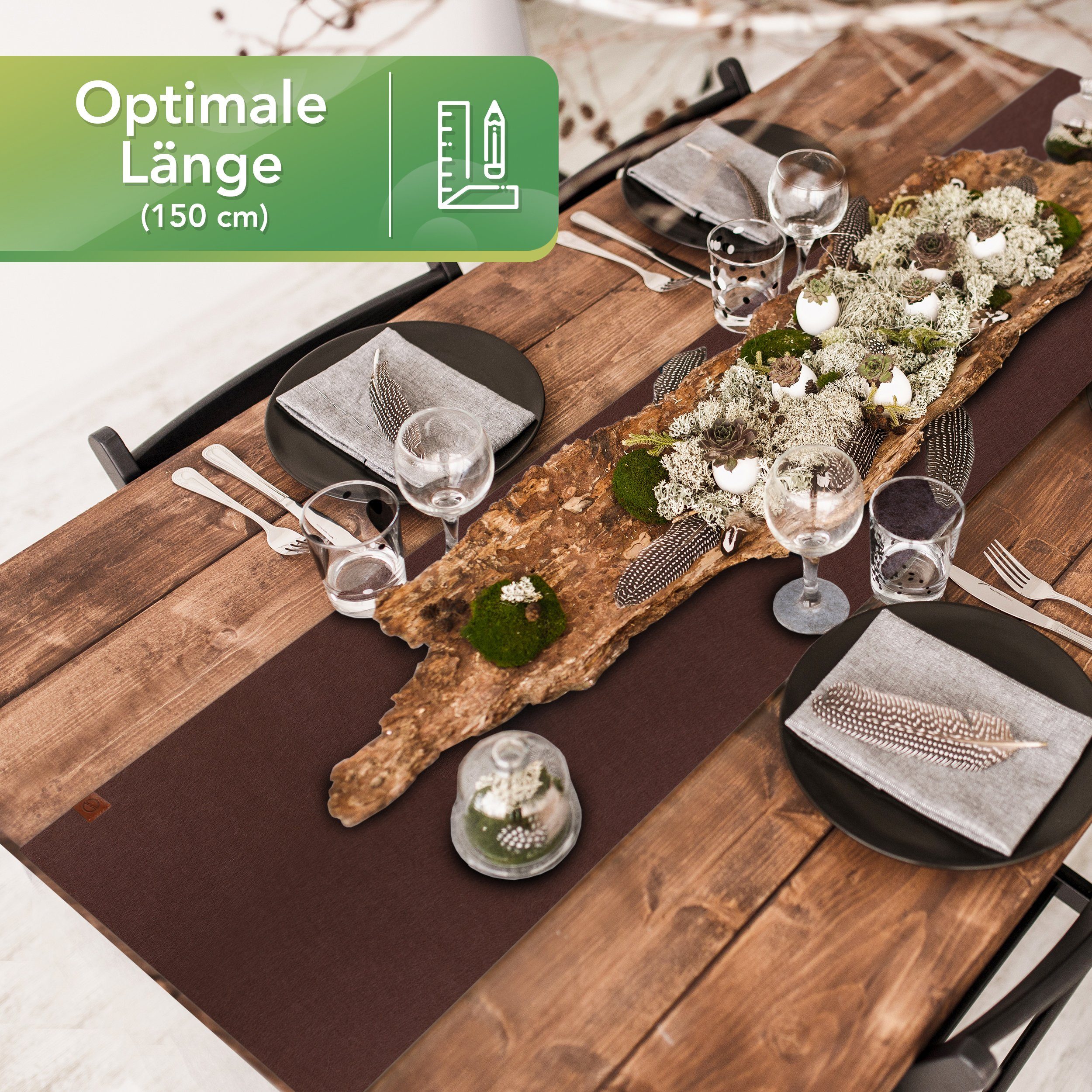 Loco Bird Tischläufer aus Filz, Abwaschbare Tischdecke mit Kunstleder-Label günstig online kaufen