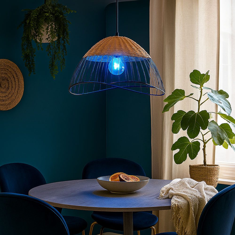 JUST LIGHT LED Pendelleuchte, Leuchtmittel inklusive, Kaltweiß, Warmweiß, Neutralweiß, Tageslichtweiß, Farbwechsel, Hängeleuchte Smart RGB LED Rattan Gitter schwarz App-Steuerung D 48 cm