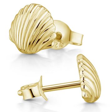 Materia Paar Ohrstecker Ohrringe Gold Muschel / Herzmuschel SO-415, Sterlingsilber, vergoldet