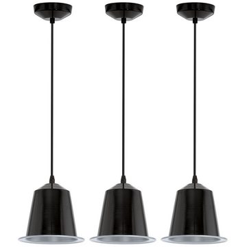etc-shop LED Pendelleuchte, Leuchtmittel inklusive, Warmweiß, 3er Set LED Pendel Hänge Wohnraum Flur Lampe Decken Leuchte schwarz