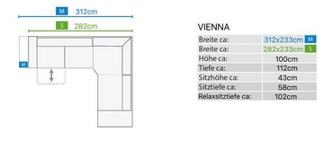 Sofanella Wohnlandschaft Vienna Wohnlandschaft Stoffbezug Relaxsitze Stoff