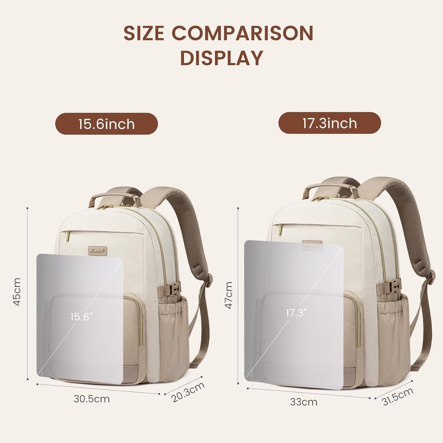 LuxusKollektion Laptoprucksack Rucksack Damen Laptop Schulrucksack Teenager Uni Beige Khaki 18 zoll