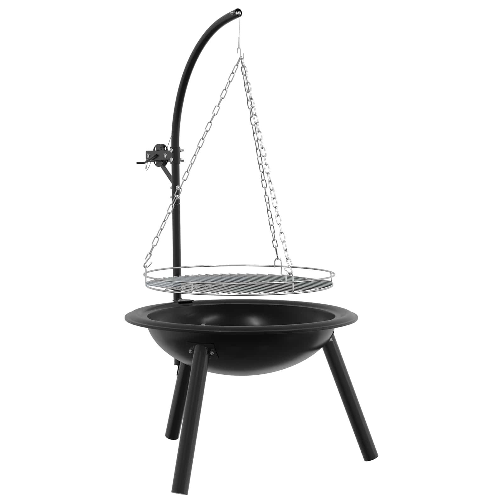 vidaXL Grillkamin Feuerschale mit verstellbarem Grillrost ⌀55,5 x 107,5 cm