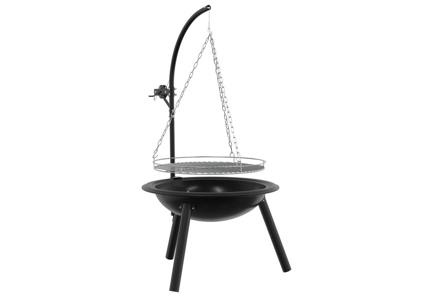 vidaXL Grillkamin Feuerschale mit verstellbarem Grillrost ⌀55,5 x 107,5 cm