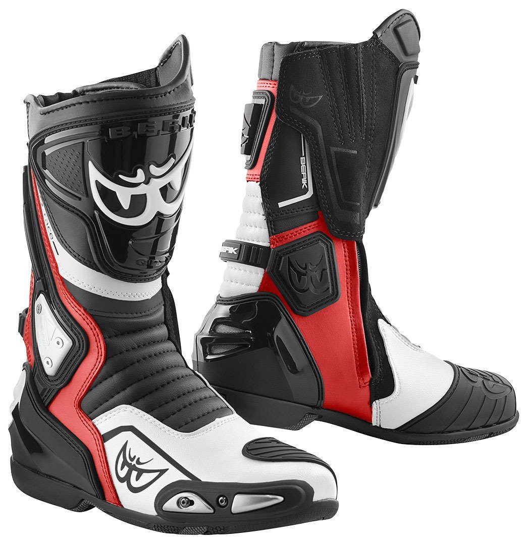 Black/White/Red Motorradstiefel Donington Motorradstiefel Berik