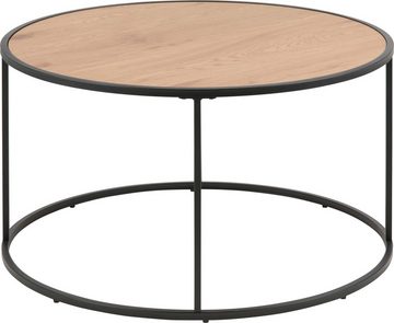 ACTONA GROUP Couchtisch, mit Tischplatte in Naturoptik und schmalem Metallfuß, rund, T: 80 cm