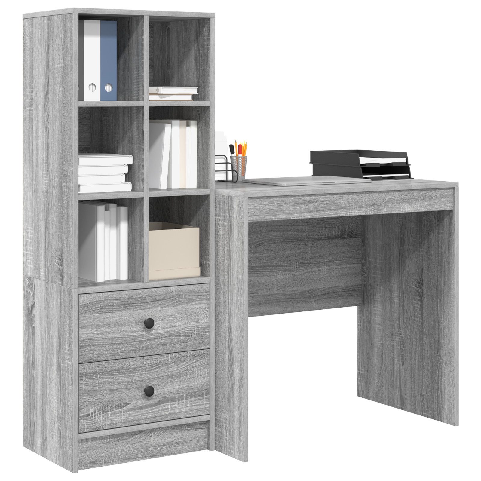 vidaXL Sideboard Schreibtisch mit Stauraum Grau günstig online kaufen