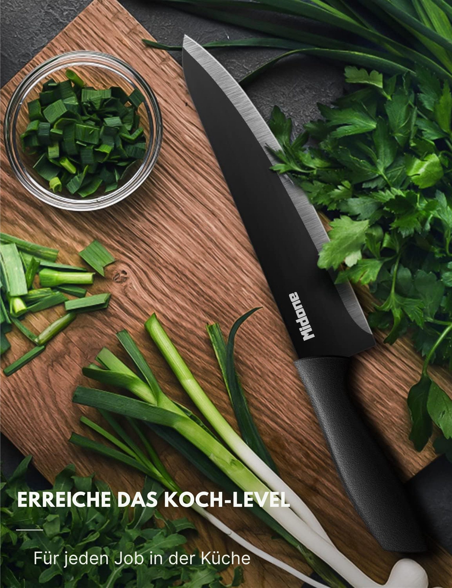 Vivitar Universalküchenmesser Profi 17-teiliges Küchenmesser Set Messerschärfer & Acryl Messerblock, mit Kochmesser, Santokumesser, Brotmesser, Steakmessern, Schere