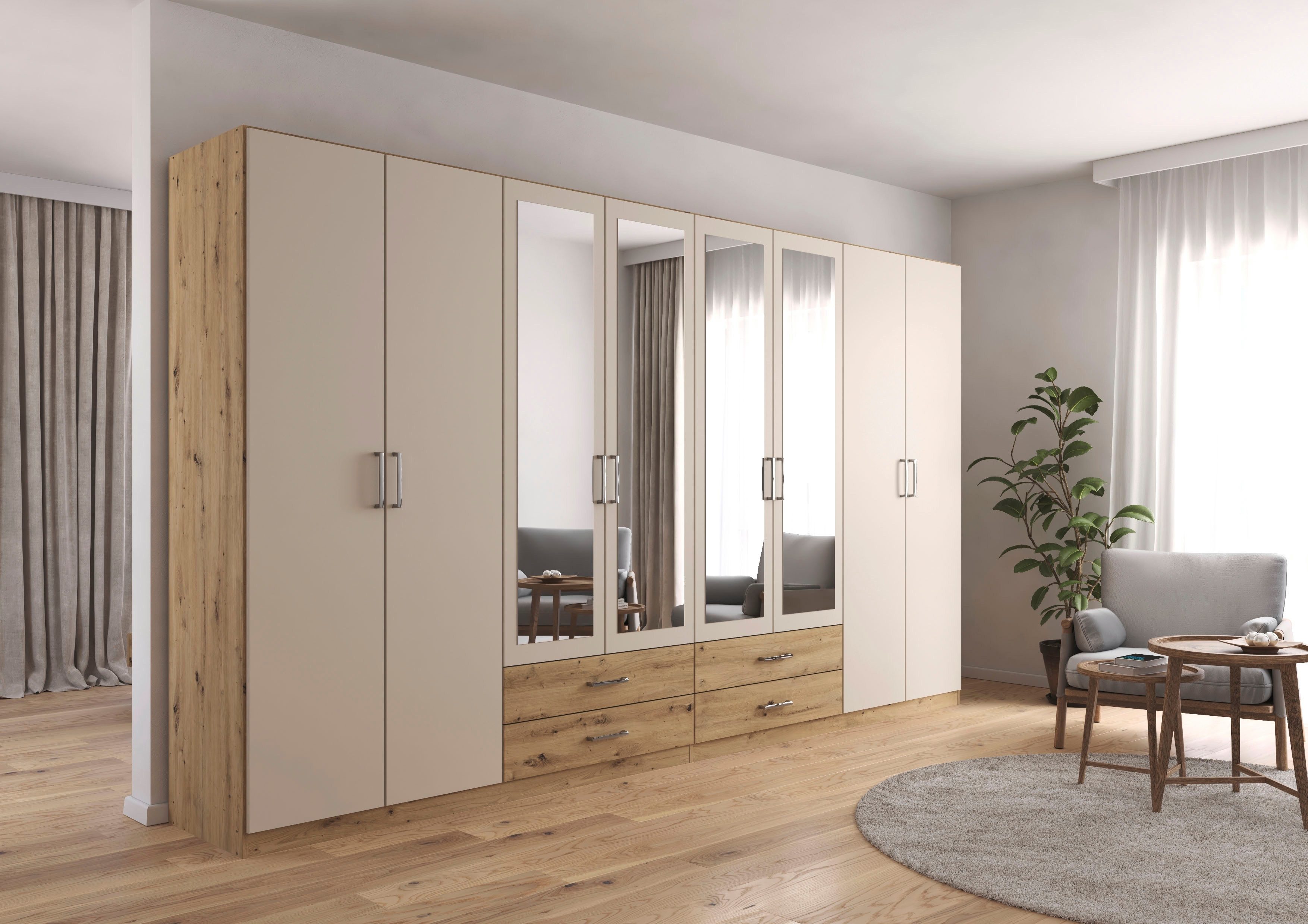 rauch Kleiderschrank Schrank Garderobe Ankleide GAMMA Breiten 91/136/181/226/271/315/360 cm (in 3 Ausstattungen BASIC/CLASSIC/PREMIUM (inkl. SOFT-CLOSE-Funktion – Bild 2 von 5