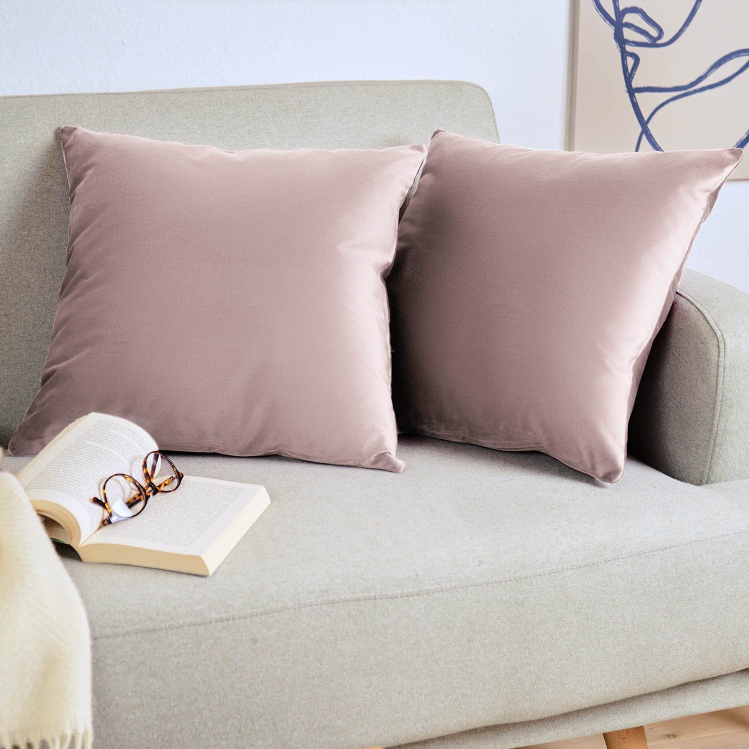 Blumtal Подушкиbezug 2er Set - dekorativer Samt Подушкиbezug mit verstecktem Reißverschluss, Подушкиhülle für Zierkissen, waschbar