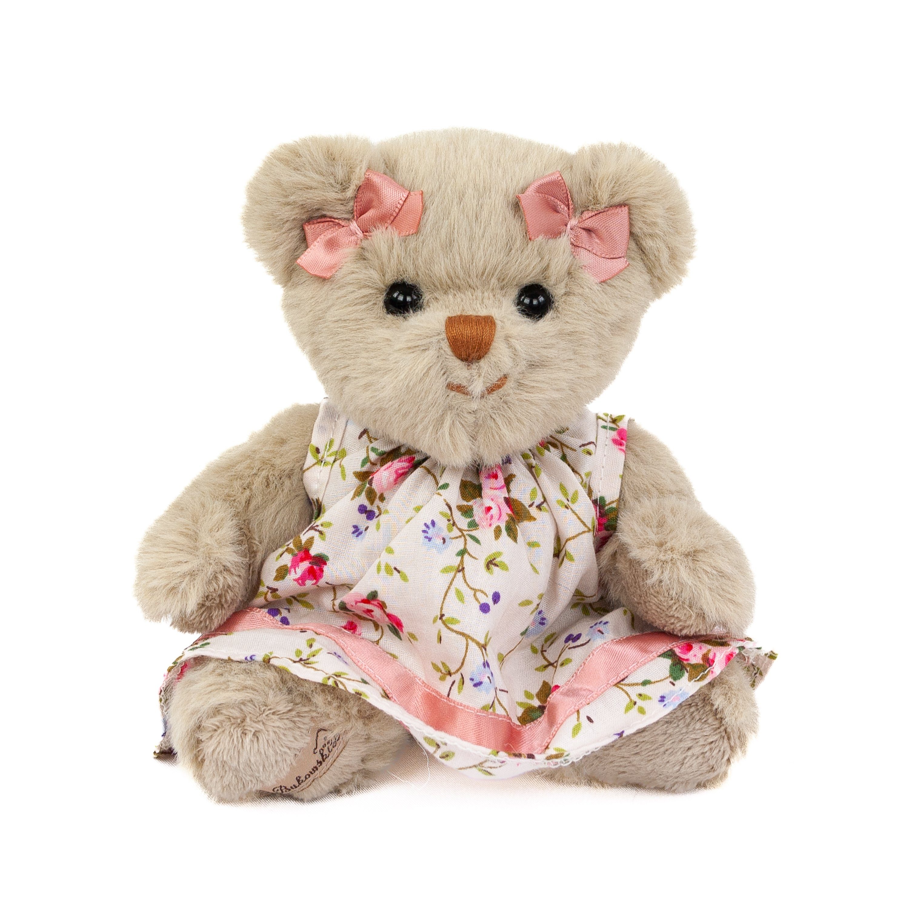 Bukowski Kuscheltier Bukowski Teddybär Maya 15 cm grau mit Blumenkleid