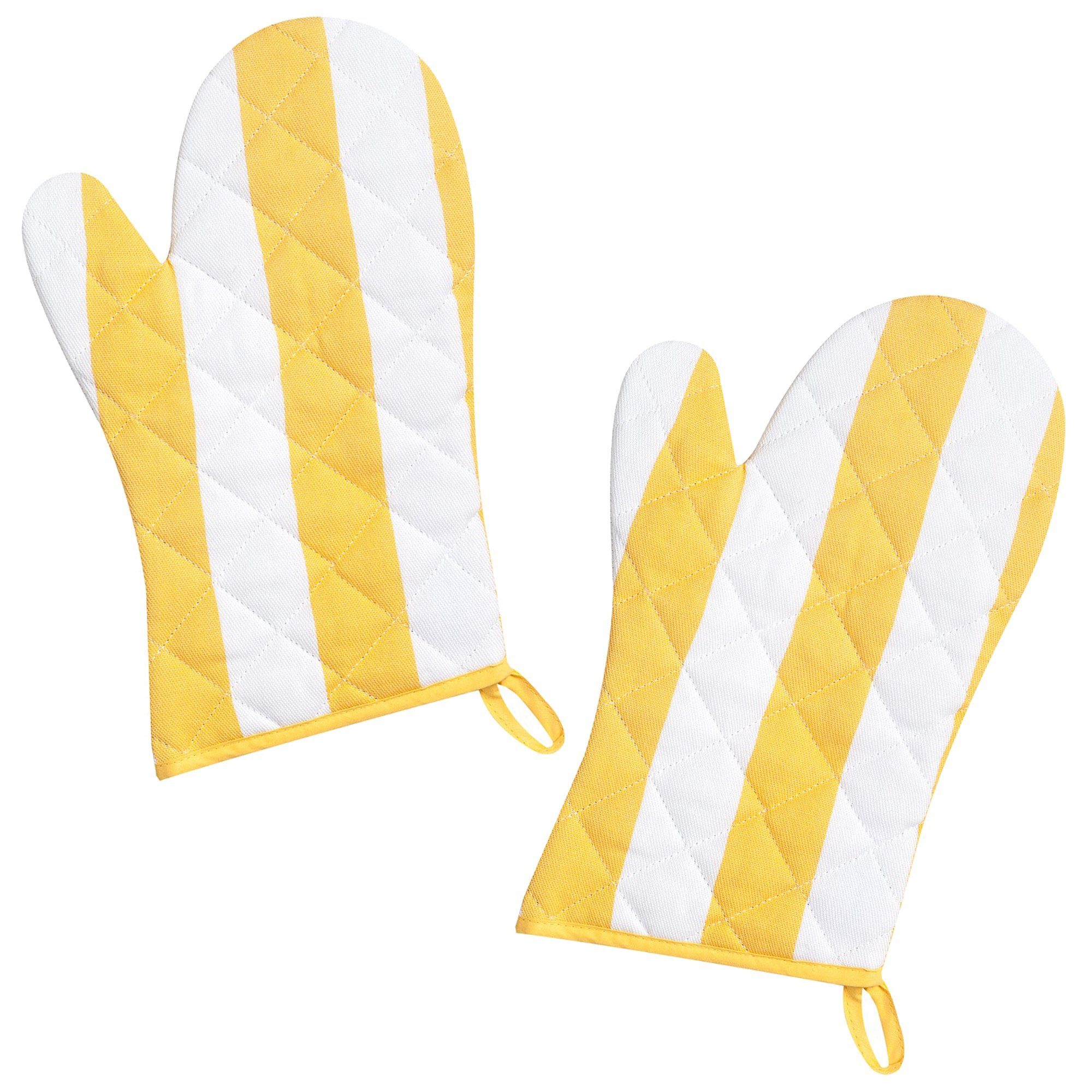 Kracht Topfhandschuhe Blockstreifen, (Set, 2-tlg., Set), 2er Set Ofenhandschuhe, wattiert, ca. 20x30 cm