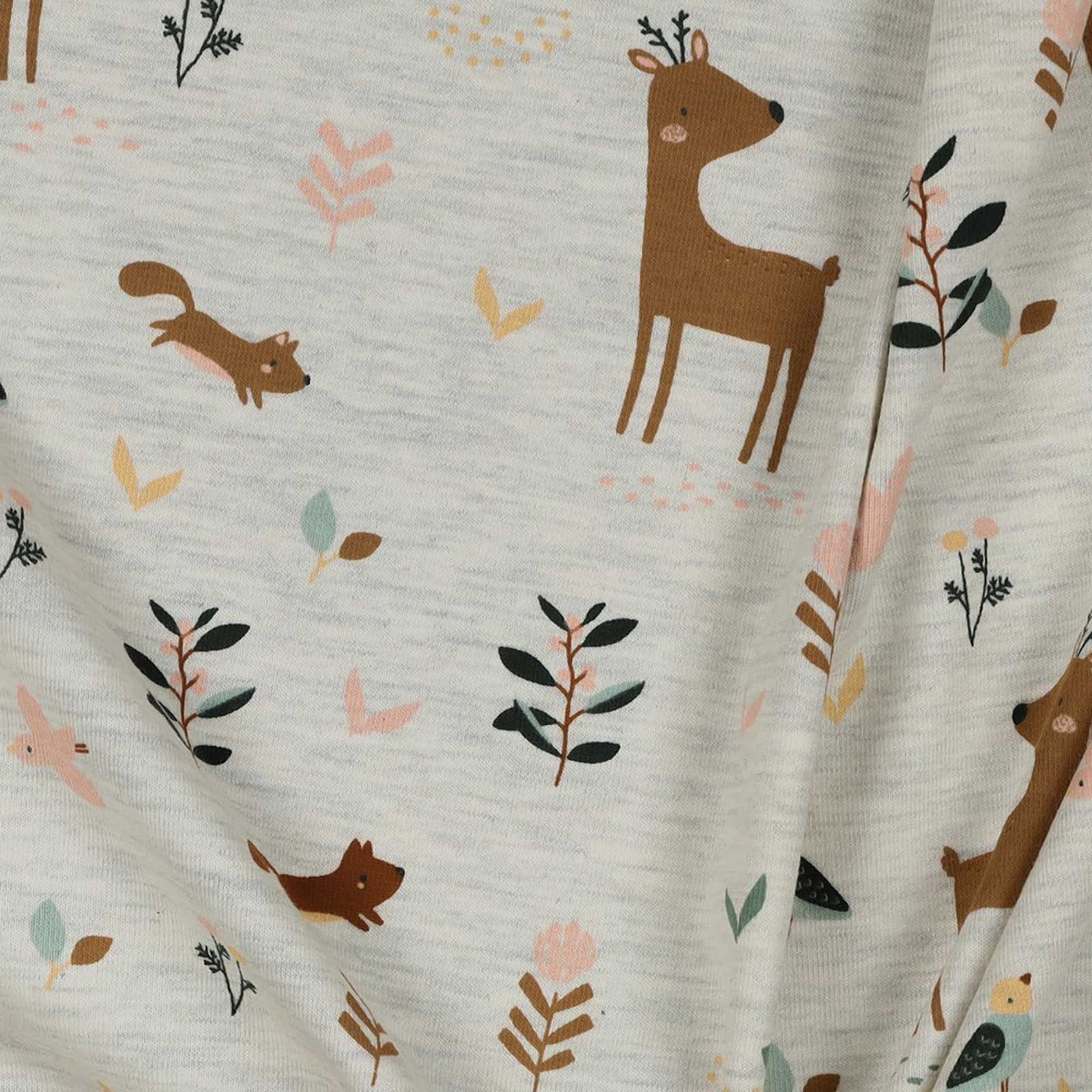 maDDma Stoff Motiv-Jersey meliert Kindermotive 50 x 148 cm, Waldtiere creme