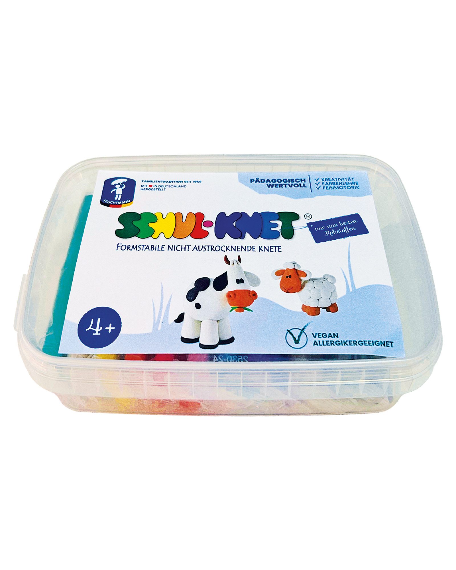 Feuchtmann Modelliermasse SCHUL-KNET Box Maxi (1-tlg), 10 x 40g vegane und glutenfreie Kinderknete nicht trocknend