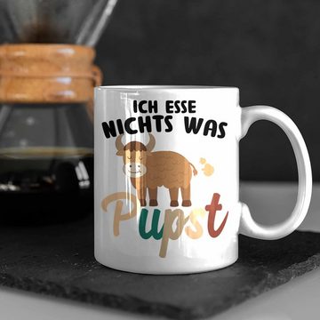 Trendation Tasse Trendation - Veganer Tasse Geschenk Friends Not Food Vegan Geschenkidee Lustiger Spruch Vegane Lebensweise Spruch Süß