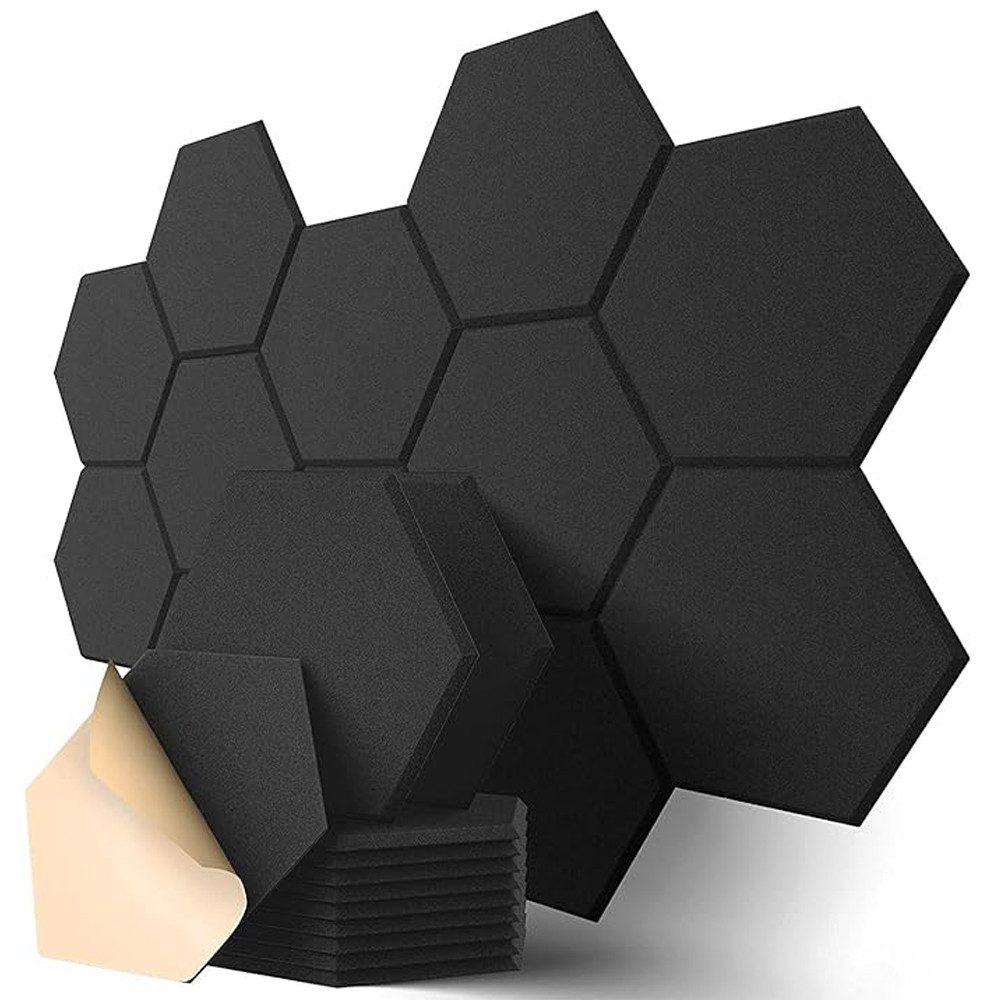 Akustikplatte 12 Stück Hexagon Akustikplatten Selbstklebend, 30x26cm Schallabsorber