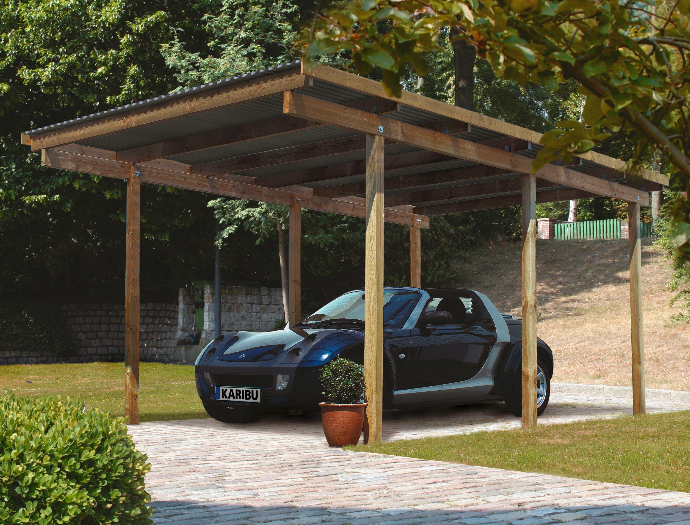 Karibu Einzelcarport Eco 1, BxT: 304x490 cm, 206 cm Einfahrtshöhe