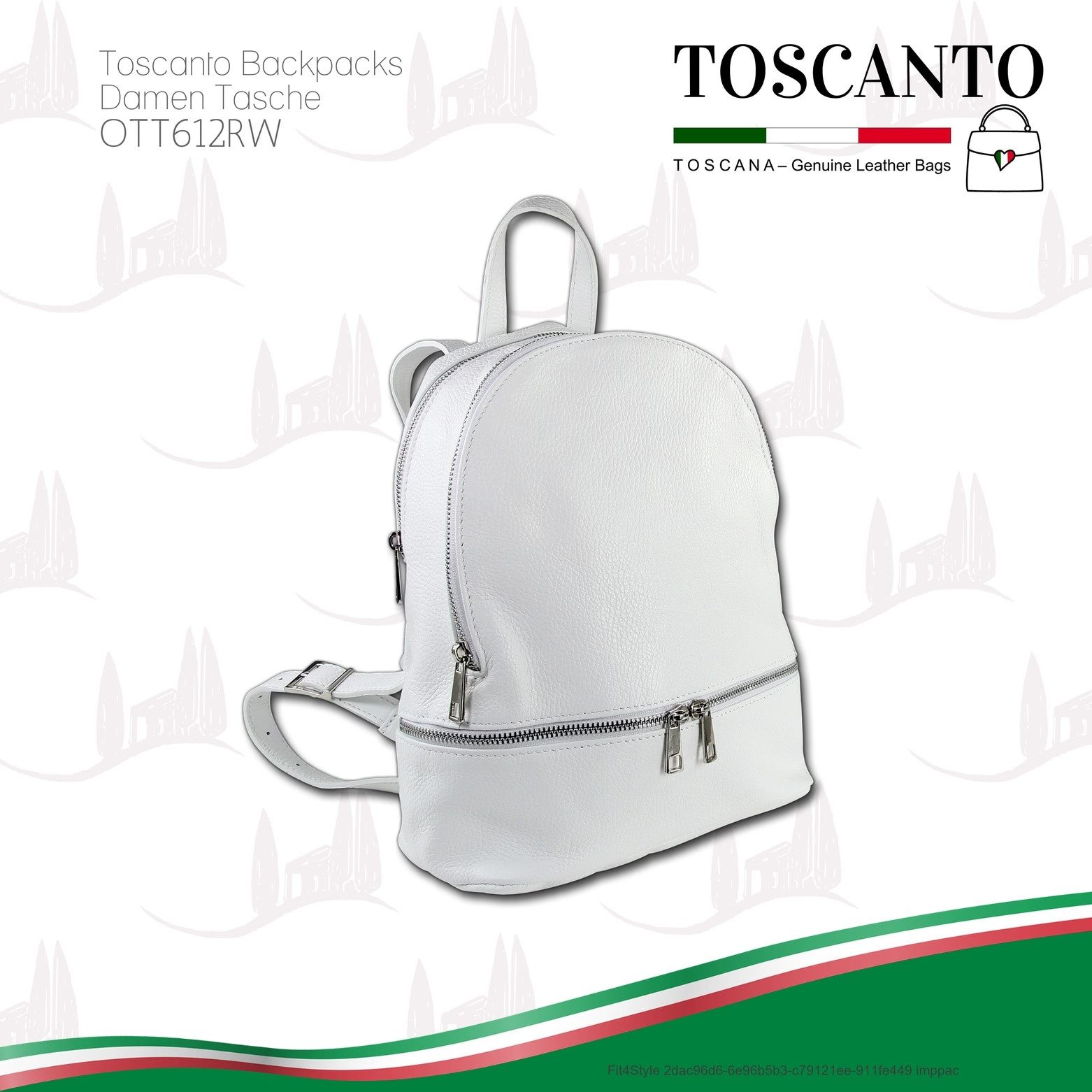 Toscanto Cityrucksack Toscanto Cityrucksack Freizeit (Cityrucksack), Damen Tasche Echtes Leder weiß, Made-In Italy