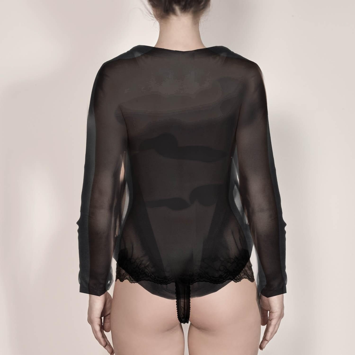 Escora Blusentop Chiffon Bluse schwarz sexy 34
