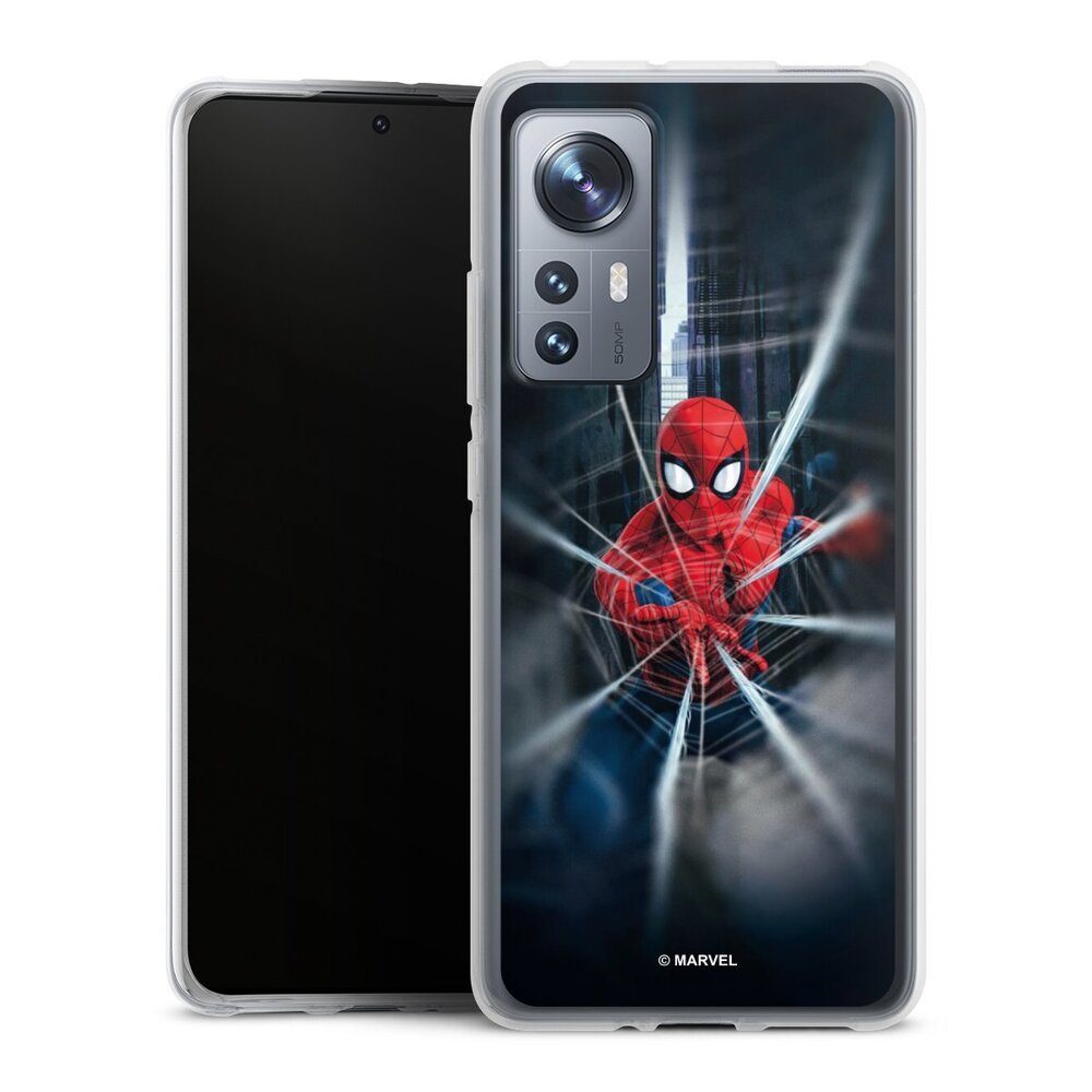 DeinDesign Handyhülle Marvel Kinofilm Spider-Man Webs In Action, Xiaomi 12 5G Silikon Hülle Bumper Case Handy Schutzhülle