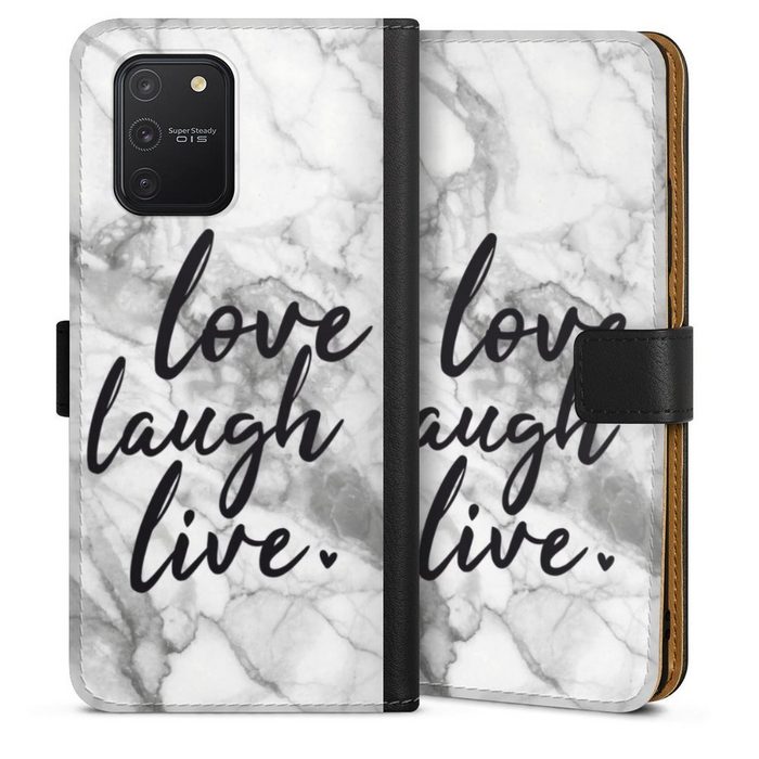 DeinDesign Handyhülle Marmor Sprüche Liebe Love Laugh Live Marmor Samsung Galaxy S10 Lite Hülle Handy Flip Case Wallet Cover
