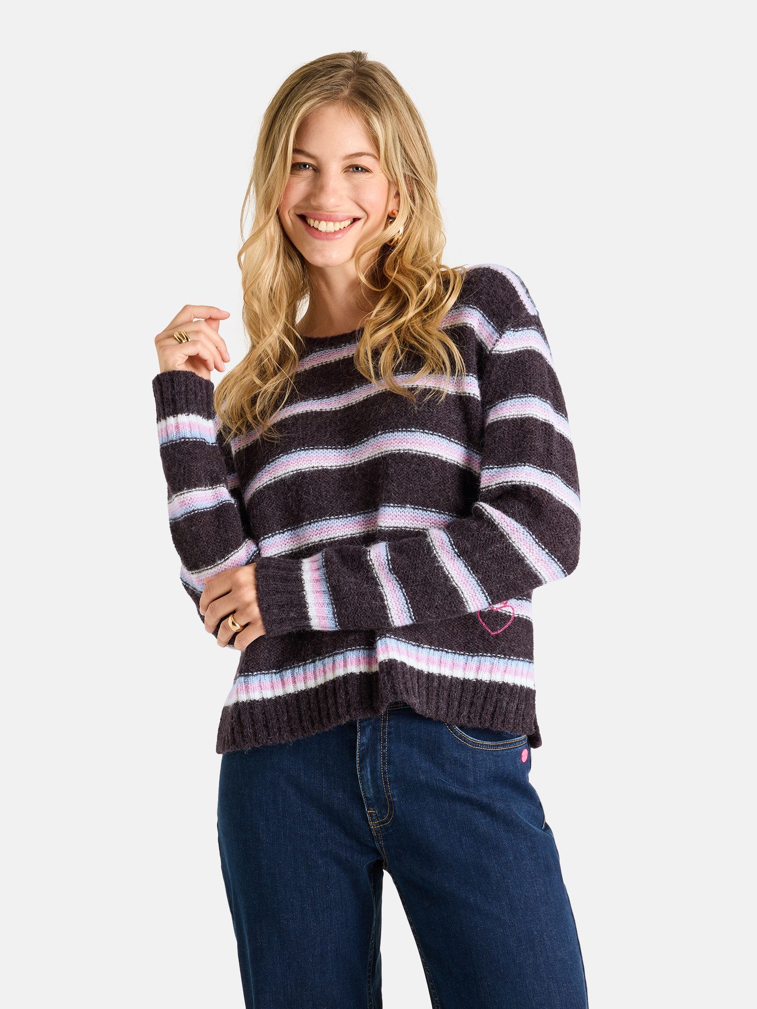 Lieblingsstück Streifenpullover AmairaL mit Alpakawolle und Wolle