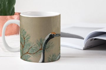 MuchoWow Tasse Kranich - Äste - Blätter - Japanisch, Keramik, Kaffeetassen, Teetasse, Becher, Teetasse, Geschenk