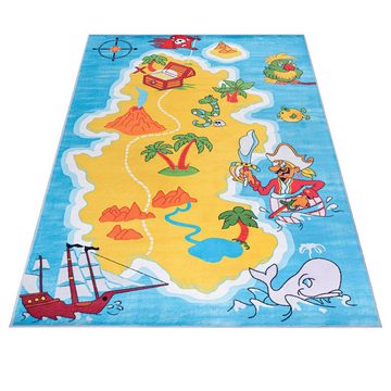 Kinderteppich Kinderteppich Spiel Teppich Kinderzimmerteppich Blau, Mazovia, 80 x 150 cm, Fußbodenheizung, Allergiker geeignet, Rutschfest