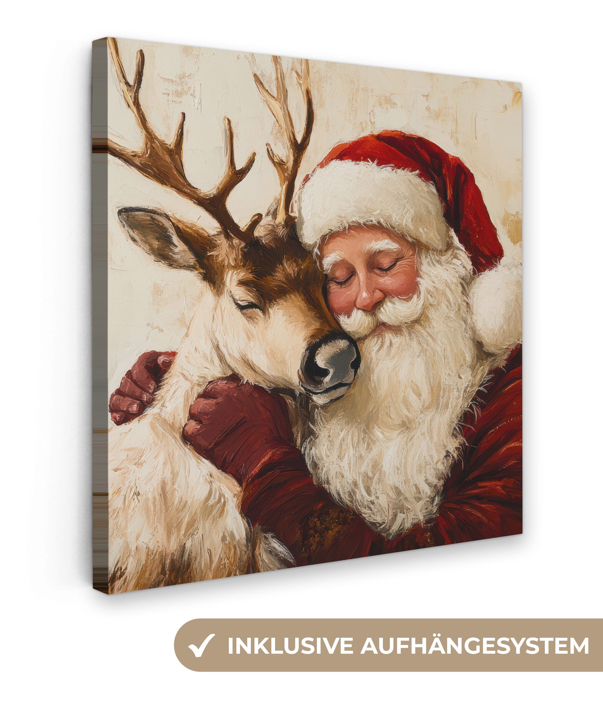 OneMillionCanvasses® Leinwandbild Weihnachtsmann - Rentier - günstig online kaufen