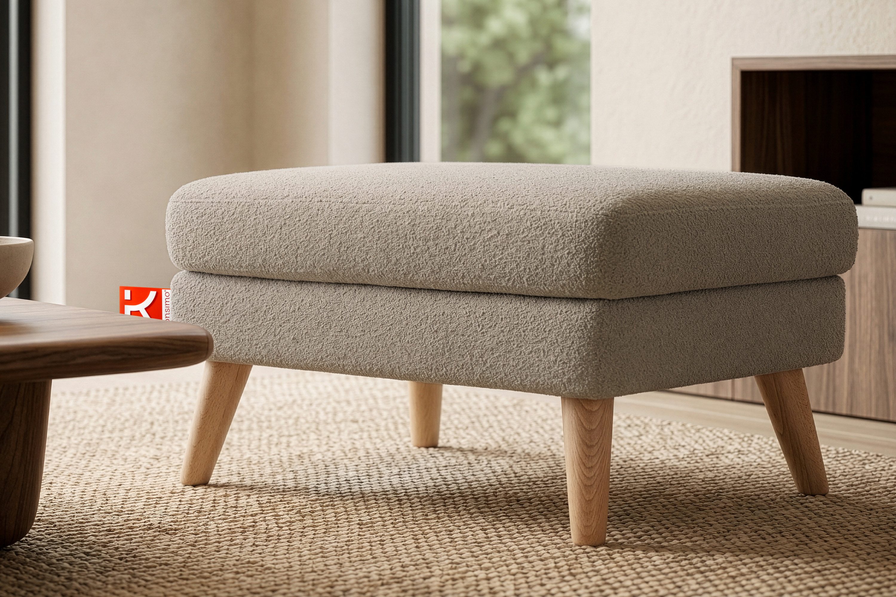 KONSIMO® Sitzhocker TAGIO hergestellt in Europa, 5 Jahre Garantie (Sitzhoker), Scandi-Stil, Gestell aus Massivholz
