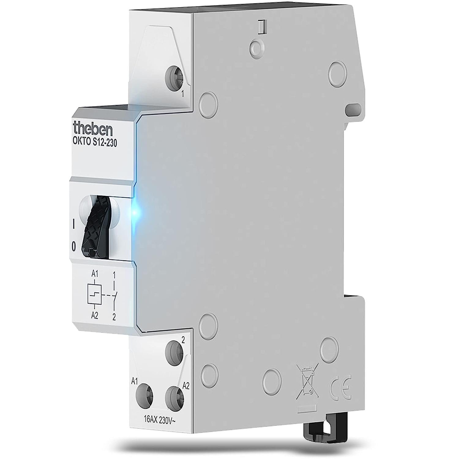 theben Stromstoßschalter OKTO S12-230, elektromechanisch, 1 Schließer, Lichtsteuerung, 200 W LED, DIN-Schiene | Relais