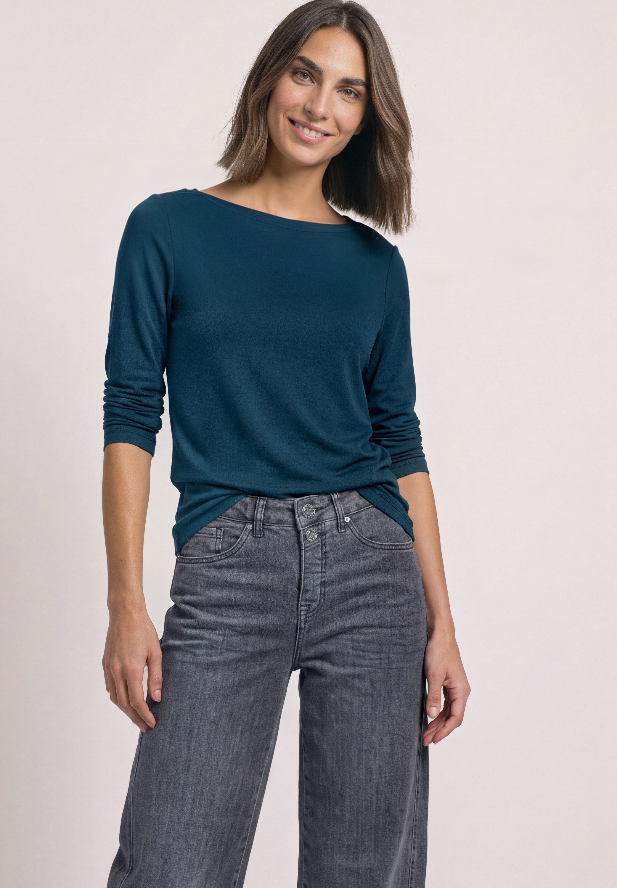 STREET ONE Langarmshirt mit U-Boot-Ausschnitt