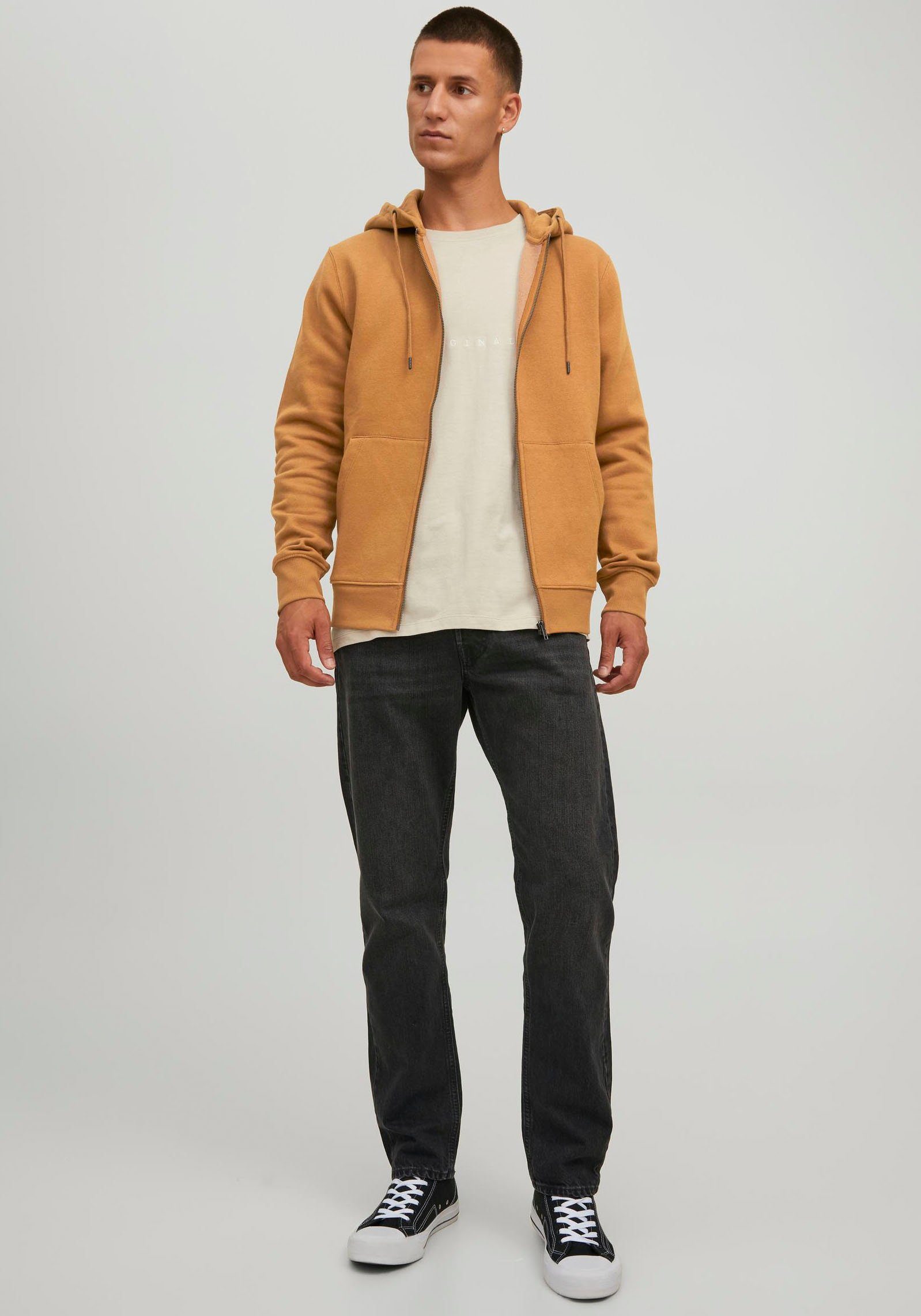 Jack & Jones Kapuzensweatjacke STAR rubber SWEAT HOOD BASIC ZIP