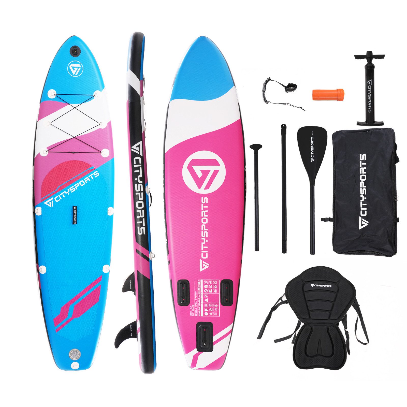 CITYSPORTS Stand Up Paddle Set 320x80x15 cm bis zu 160kg SUP-Board SUP-Paddel, Aufblasbar Stabil Leicht Komplett Set Tragetasche Paddel